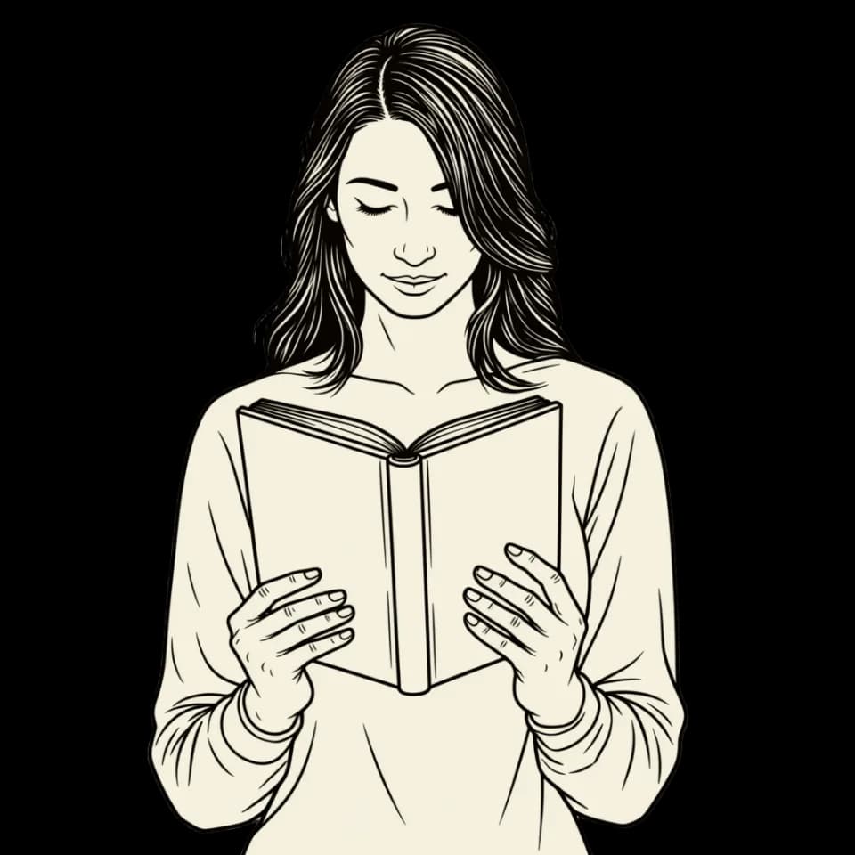 A woman reading calmly — your audio stays on your machine